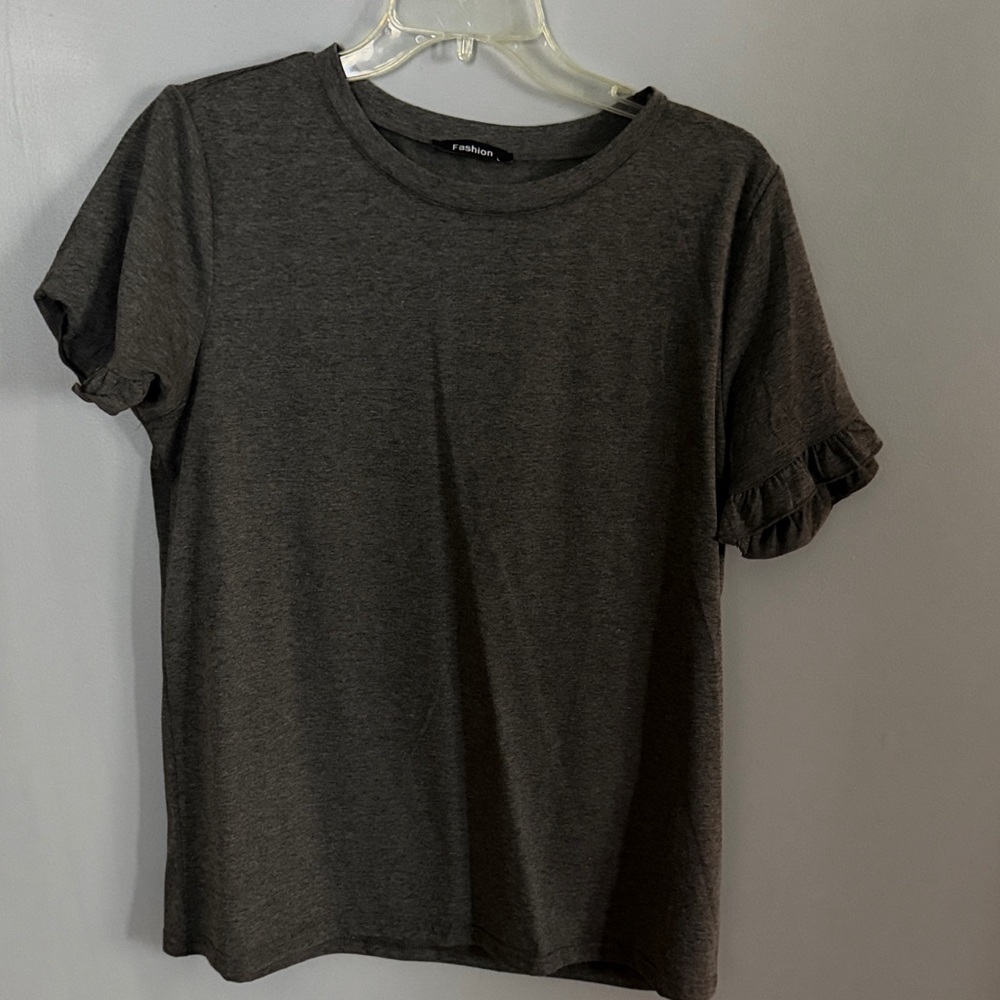 Women’s Dark Gray Ruffle Sleeve Tee